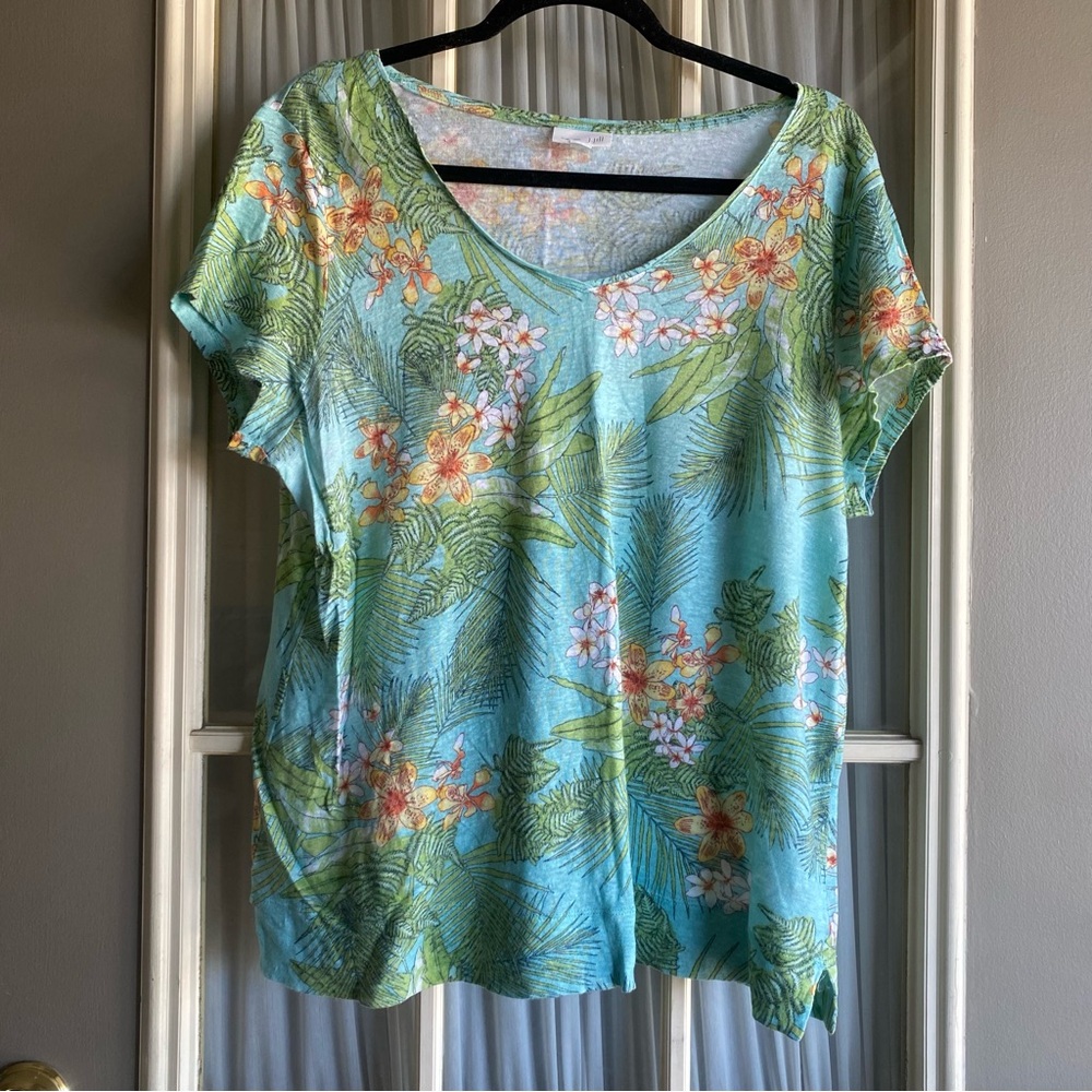 J. Jill tropical floral patterned linen Tshirt